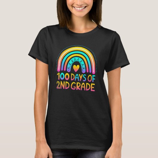 100 Days Of 2nd Grade 100th Day Of School Teacher  T-shirt (Voorkant)