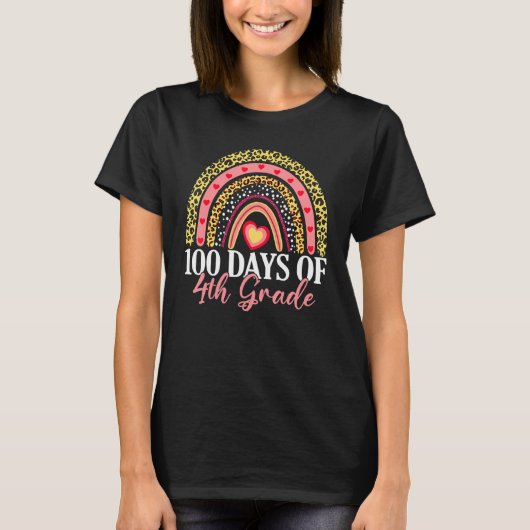 100 Days Of 4th Grade 100th Day Of School Rainbow  T-shirt (Voorkant)