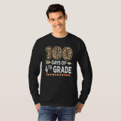 100 days of 4th Grade Leopard 100th day of School  T-shirt (Voorkant volledig)
