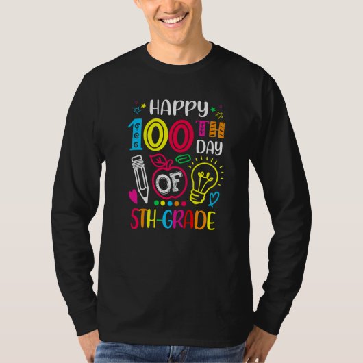 100 days of 5th Grade 100th day of School Teacher  T-shirt (Voorkant)