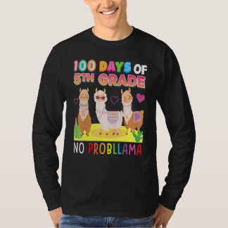100 Days Of 5th Grade No Probllama 100th Day Schoo T-shirt