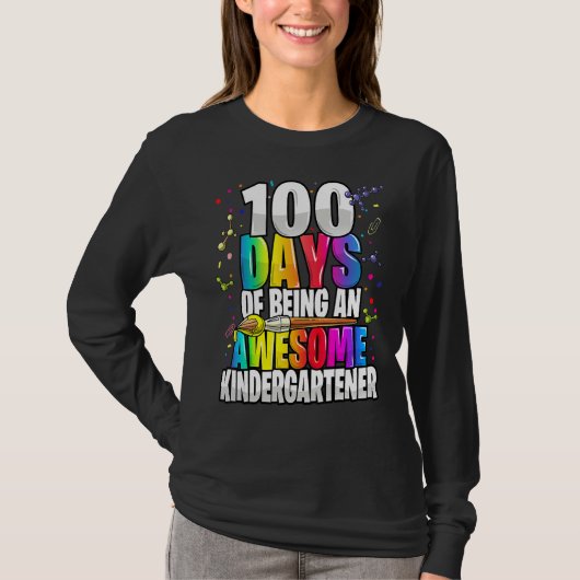 100 Days Of Being An Awesome Kindergartener 100th  T-shirt (Voorkant)