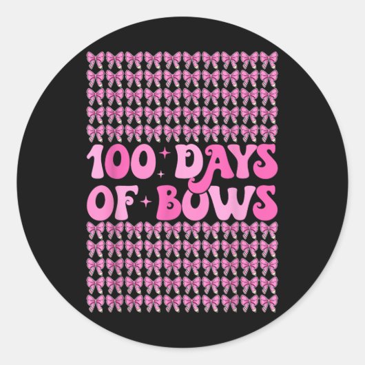100 Days of Bows Coquette 100ste dag van de school Ronde Sticker (Voorkant)