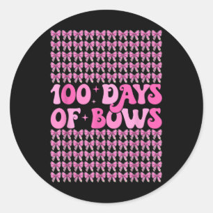 100 Days of Bows Coquette 100ste dag van de school Ronde Sticker