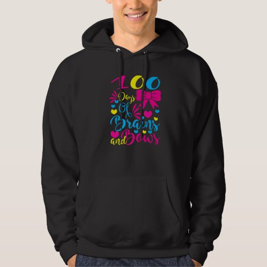 100 Days of Brains And Bows 100 Days Of School Gir Hoodie (Voorkant)