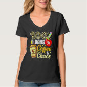 100 Days Of Coffee & Chaos 100th Day Of School Tea T-shirt (Voorkant)
