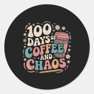 100 Days of Coffee Chaos Shirt 100ste dag van de Ronde Sticker