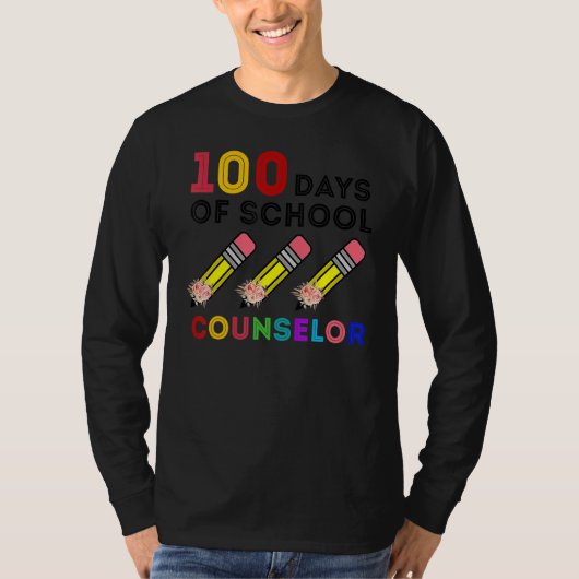 100 Days Of Counselor Happy 100th Day Of School T-shirt (Voorkant)