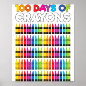 100 Days Of Crayons Shirt For Girls Kids 100th Day Poster (Voorkant)