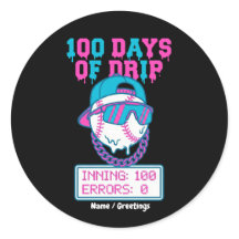 100 Days of Drip 0 Errors Baseball School Swag 