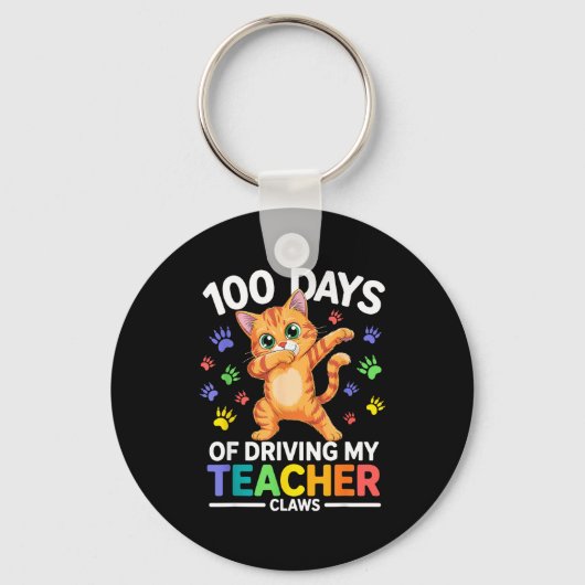 100 Days Of Driving My Teacher Claws Dabbing Cat S Sleutelhanger (Voorkant)