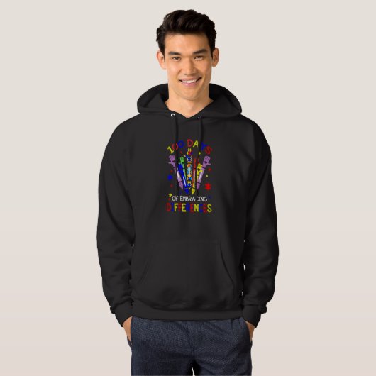 100 Days Of Embracing Differences Autism 100th Day Hoodie (Voorkant volledig)