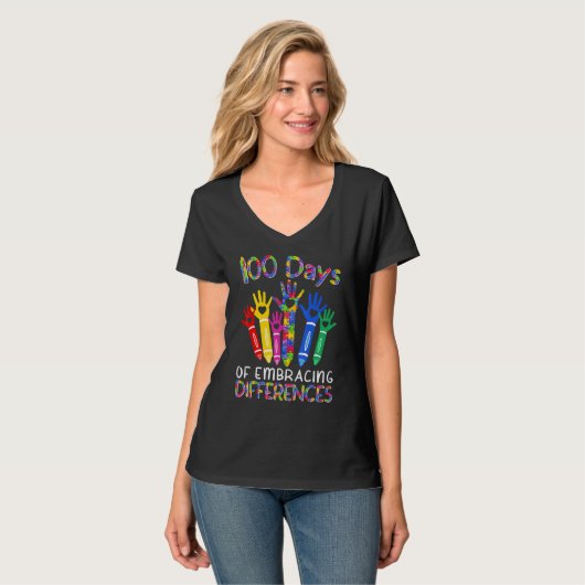 100 Days Of Embracing Differences IEP 100th Day Of T-shirt (Voorkant volledig)
