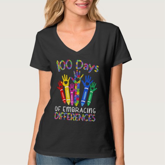 100 Days Of Embracing Differences IEP 100th Day Of T-shirt (Voorkant)