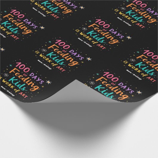 100 Days of Feeding Kinder is een kunstwerk: Cadeaupapier (Hoek)