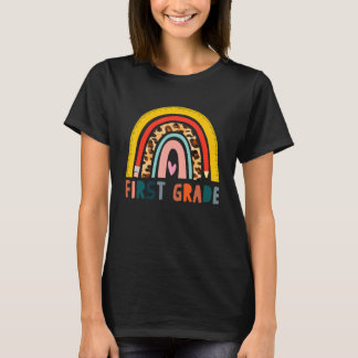 100 Days of First Grade Leopard Rainbow Back to Sc T-shirt