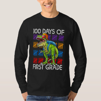 100 Days of First Grade School Dinosaur Dino Trex  T-shirt