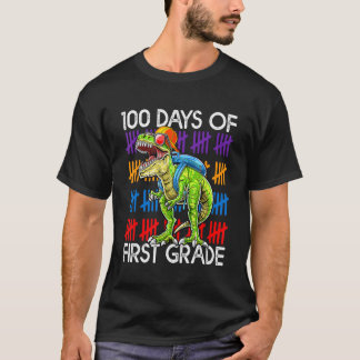 100 Days of First Grade School Dinosaur Dino Trex  T-shirt