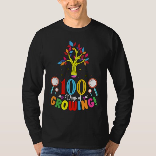 100 Days Of Growing 100 Days Of School Tree Kids T T-shirt (Voorkant)
