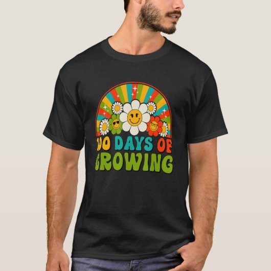 100 Days Of Growing Retro Teacher Kids Happy 100th T-shirt (Voorkant)