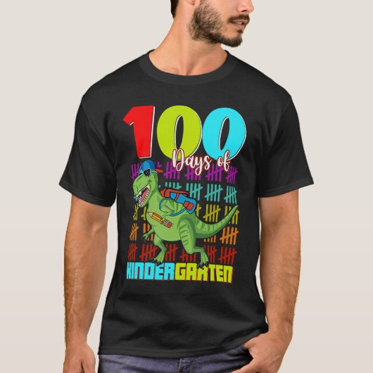 100 Days Of Kindergarten Dinosaur Rex Dinosaur  Bo T-shirt (Voorkant)