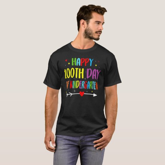 100 Days Of Kindergarten - Happy 100th Day Of Scho T-shirt (Voorkant volledig)