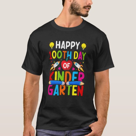 100 Days Of Kindergarten Happy 100th Day Of School T-shirt (Voorkant)