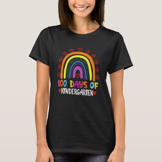 100 Days Of Kindergarten Leopard Rainbow 100th Day T-shirt (Voorkant)