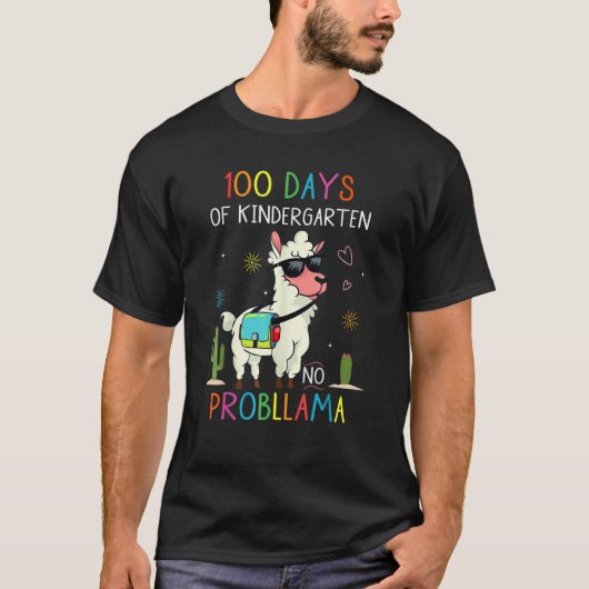 100 Days Of Kindergarten No Probllama Funny Llama  T-shirt (Voorkant)