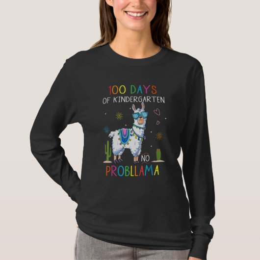 100 Days Of Kindergarten No Probllama Funny Llama  T-shirt (Voorkant)