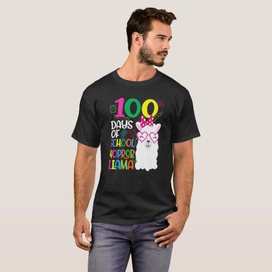 100 Days of Kindergarten No Probllama Llama Teache T-shirt (Voorkant volledig)