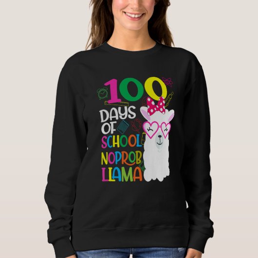 100 Days of Kindergarten No Probllama Llama Teache Trui (Voorkant)