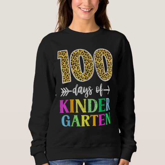 100 Days Of Kindergarten School Teacher Leopard 10 Trui (Voorkant)