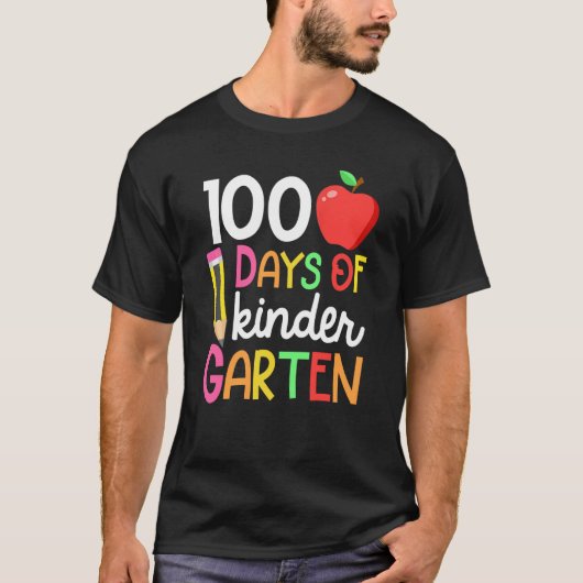100 Days Of Kindergarten Teacher Student 100th Day T-shirt (Voorkant)