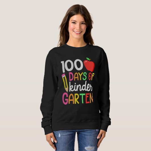 100 Days Of Kindergarten Teacher Student 100th Day Trui (Voorkant volledig)