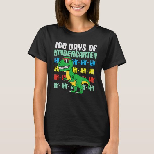 100 Days Of Kindergarten Trex Dinosaur 100th Day S T-shirt (Voorkant)
