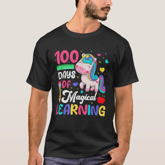 100 Days Of Magical Learning 100th Day Of School U T-shirt (Voorkant)