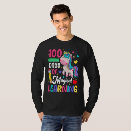 100 Days Of Magical Learning 100th Day Of School U T-shirt (Voorkant volledig)