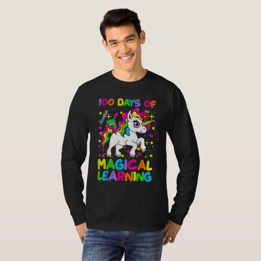 100 Days Of Magical Learning 100th Day Of School U T-shirt (Voorkant volledig)
