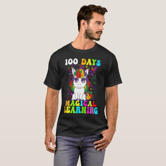 100 Days Of Magical Learning 100th Day Of School U T-shirt (Voorkant volledig)