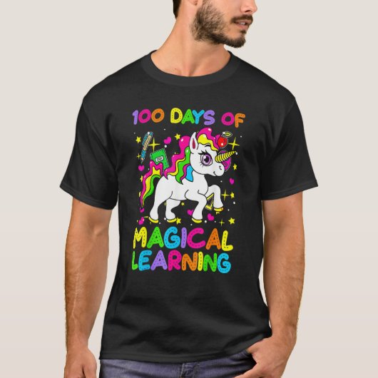 100 Days Of Magical Learning 100th Day Of School U T-shirt (Voorkant)