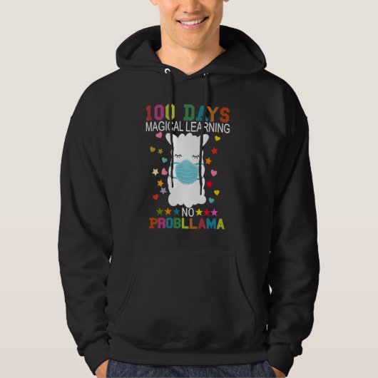 100 Days of Magical Learning No Probllama Llama Ma Hoodie (Voorkant)