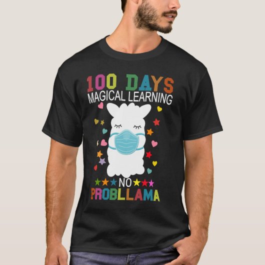 100 Days of Magical Learning No Probllama Llama Ma T-shirt (Voorkant)