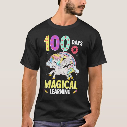 100 Days Of Magical Learning Shirt Unicorn Adorabl (Voorkant)