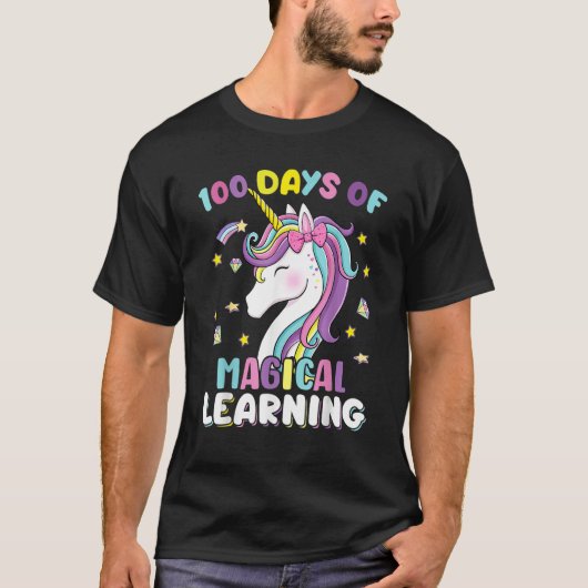 100 Days Of Magical Learning Unicorn 100th Day Sch T-shirt (Voorkant)