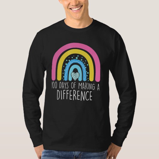 100 Days of Making A Difference 100th Day of Schoo T-shirt (Voorkant)