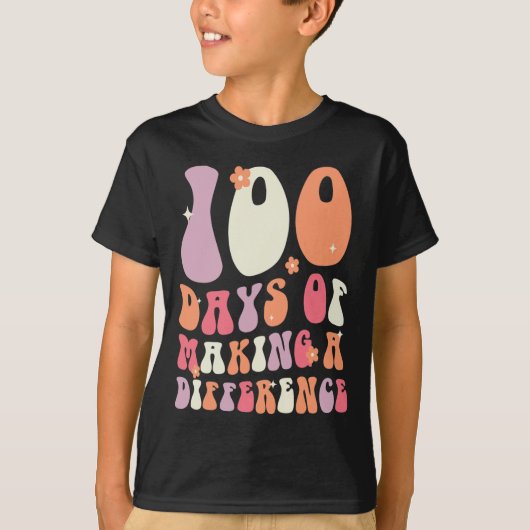 100 Days Of Making A Difference 100th Day Of Schoo T-shirt (Voorkant)