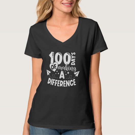 100 Days Of Making A Difference For Teacher Stude T-shirt (Voorkant)
