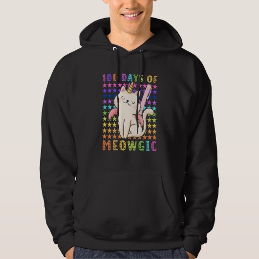 100 days of meowgic 100 days of school unicorn cat hoodie (Voorkant)