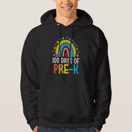 100 Days Of Pre K Happy 100th Day Of School Teache Hoodie (Voorkant)
